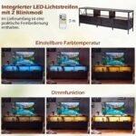 Televizoriaus spintelė su LED apšvietimu ir gausia saugykla (Juoda) – Paveikslėlis 3