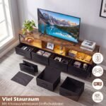 Televizoriaus spintelė su LED apšvietimu ir gausia saugykla (Juoda) – Paveikslėlis 4