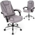 Vadovo krėslas ergonomiškas su reguliuojamu atlošu ir sėdynės aukščiu (Pilka)