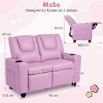 Vaikiška atlošiama dvivietė sofa su gėrimų laikikliais (Rožinė) – Paveikslėlis 2