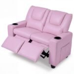 Vaikiška atlošiama dvivietė sofa su gėrimų laikikliais (Rožinė)