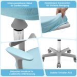 Vaikiška darbo kėdė ergonomiška su reguliuojamu aukščiu (Mėlyna) – Paveikslėlis 3