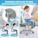 Vaikiška darbo kėdė ergonomiška su reguliuojamu aukščiu (Mėlyna) – Paveikslėlis 5