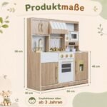 Vaikiška medinė virtuvėlė su šviesos ir garso efektais (Natūrali ir balta) – Paveikslėlis 2