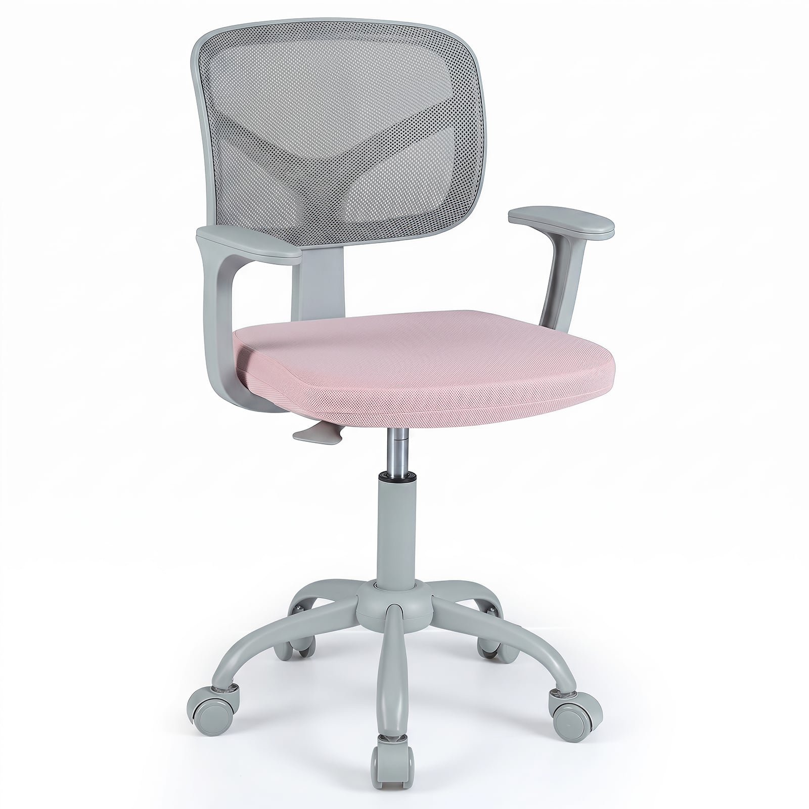 Vaikiška rašomojo stalo kėdė ergonominė reguliuojamo aukščio ir blokuojančiais ratukais (Rožinė)