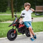 Vaikiškas elektrinis motociklas 12V su pagalbiniais ratukais ir amortizatoriumi – Paveikslėlis 2