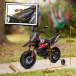 Vaikiškas elektrinis motociklas 12V su pagalbiniais ratukais ir amortizatoriumi – Paveikslėlis 3