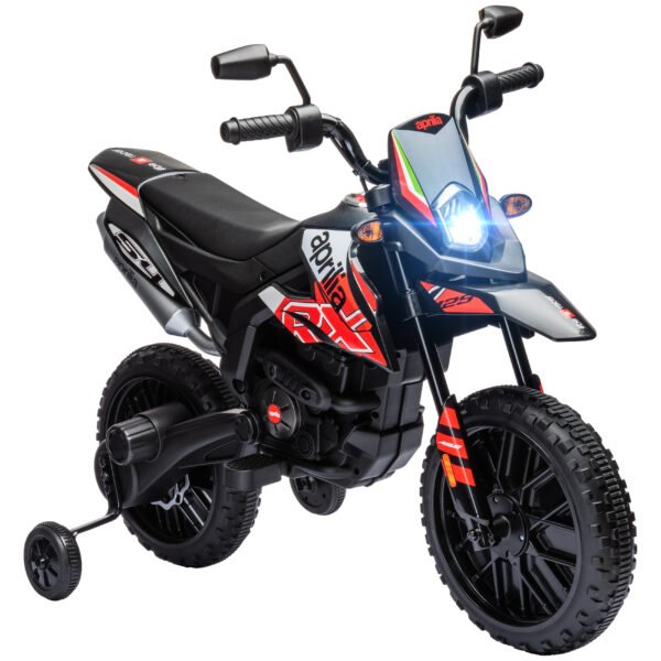 Vaikiškas elektrinis motociklas 12V su pagalbiniais ratukais ir amortizatoriumi