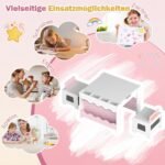 Vaikiškas medinis stalas su dviem kėdutėmis ir daiktadėžėmis (Rožinė) – Paveikslėlis 3