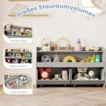 Vaikų knygų ir žaislų lentyna su atviromis lentynomis ir stalčiais (Pilka) – Paveikslėlis 3