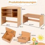 Vaikų lentyna su ištraukiamu stalu ir kėdėmis (Natūrali) – Paveikslėlis 2