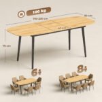 Valgomojo stalas išskleidžiamas 160–200 cm su metalinėmis kojomis – Paveikslėlis 3