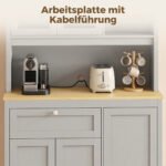 Virtuvinė spintelė su darbastaliu, stiklinėmis durelėmis ir anga laidams, 180 cm – Paveikslėlis 6