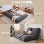 Žema kordo audinio sofa-lova, išskleidžiama į dvigulę – Paveikslėlis 4
