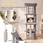 Draskyklė-namelis katėms su stebėjimo platforma (Pilka) – Paveikslėlis 5