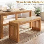 Bambukinis suoliukas 90 x 33 cm 2 asmenims (Natūrali) – Paveikslėlis 4