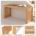 Bambukinis suoliukas 90 x 33 cm 2 asmenims (Natūrali) – Paveikslėlis 5