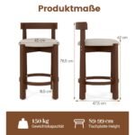 Baro kėdžių komplektas su atlošais ir mediniu karkasu 62 cm (Riešutmedis) – Paveikslėlis 2