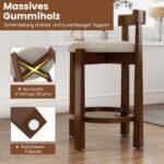Baro kėdžių komplektas su atlošais ir mediniu karkasu 62 cm (Riešutmedis) – Paveikslėlis 4