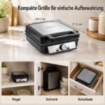 Belgiškų vaflių keptuvė su temperatūros reguliavimu 1200 W (Juoda ir sidabrinė) – Paveikslėlis 2