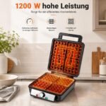 Belgiškų vaflių keptuvė su temperatūros reguliavimu 1200 W (Juoda ir sidabrinė) – Paveikslėlis 5