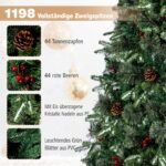 Dirbtinė eglutė su LED apšvietimu ir dekoracijomis 210 cm aukščio (Žalia) – Paveikslėlis 5