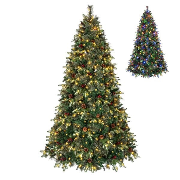 Dirbtinė eglutė su LED apšvietimu ir dekoracijomis 210 cm aukščio (Žalia)