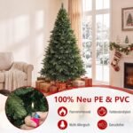 Dirbtinė kalėdinė eglutė 210 cm su 1200 šakų ir mediniu stovu (Žalia) – Paveikslėlis 4