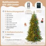 Dirbtinė kūginė eglutė su LED apšvietimu 225 cm (Žalia) – Paveikslėlis 5