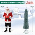 Dirbtinė siaura kalėdų eglutė su metaliniu stovu 180 cm (Žalia) – Paveikslėlis 2