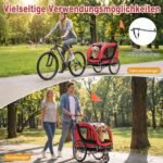 Dviračių priekaba ir vežimėlis šunims 2-in-1 su universalia jungtimi (Raudona) – Paveikslėlis 3