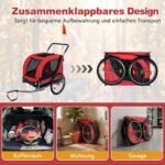 Dviračių priekaba ir vežimėlis šunims 2-in-1 su universalia jungtimi (Raudona) – Paveikslėlis 4