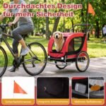Dviračių priekaba ir vežimėlis šunims 2-in-1 su universalia jungtimi (Raudona) – Paveikslėlis 5