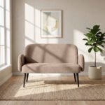 Dvivietė sofa, 132 cm, aksominis audinys, metalinės kojelės – Paveikslėlis 5