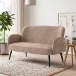 Dvivietė sofa, 132 cm, aksominis audinys, metalinės kojelės – Paveikslėlis 6