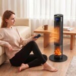 Elektrinis keraminis šildytuvas su 3D liepsnos efektu, termostatu ir pulteliu – Paveikslėlis 10