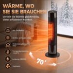 Elektrinis keraminis šildytuvas su 3D liepsnos efektu, termostatu ir pulteliu – Paveikslėlis 5
