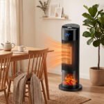 Elektrinis keraminis šildytuvas su 3D liepsnos efektu, termostatu ir pulteliu – Paveikslėlis 9