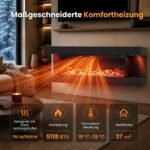 Elektrinis židinys 127 cm sieninis arba pastatomas su trijų pusių apžvalga (Juoda) – Paveikslėlis 3