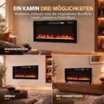 Elektrinis židinys 92 cm su 1800 W šildymu ir nuotolinio valdymo pulteliu – Paveikslėlis 4