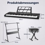Elektroninis pianinas su 61 klavišu stovu kėdute ir mikrofonu (Juoda)