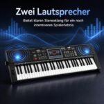 Elektroninis pianinas su 61 klavišu stovu kėdute ir mikrofonu (Juoda) – Paveikslėlis 4