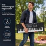 Elektroninis pianinas su 61 klavišu stovu kėdute ir mikrofonu (Juoda) – Paveikslėlis 5