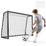 Futbolo vartai su metaliniu rėmu ir poliesterio tinklu 180 x 60 x 120 cm (Juoda) – Paveikslėlis 3