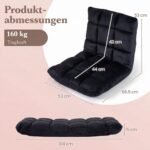 Grindų krėslai sulankstomi su reguliuojamu atlošu 2 vnt. (Juoda) – Paveikslėlis 2