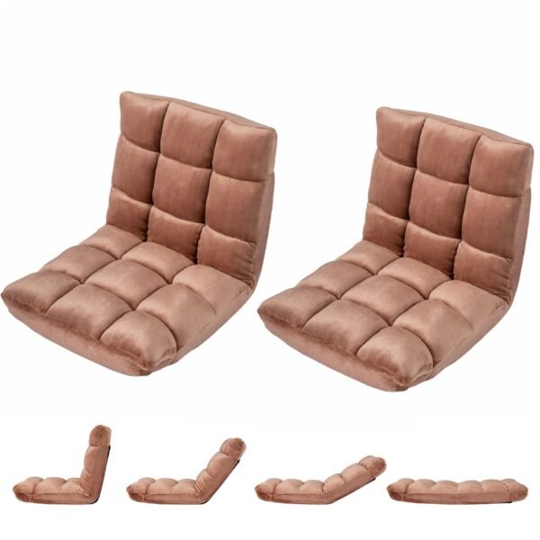 Grindų krėslai sulankstomi su reguliuojamu atlošu 2 vnt. (Riešutmedis)