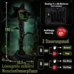 Helovino dekoracija monstro augalas su garsu ir LED apšvietimu (Tamsiai žalia) – Paveikslėlis 2