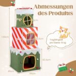 Kačių draskyklė-namelis 3 aukštų kalėdinė (Įvairiaspalvė) – Paveikslėlis 2