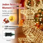 Kalėdinė elnio figūra su 1200 LED lempučių (Balta) – Paveikslėlis 3