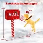 Kalėdinė šviečianti dekoracija šuniukas su rogėmis ir pašto dėžute (Įvairiaspalvė) – Paveikslėlis 2